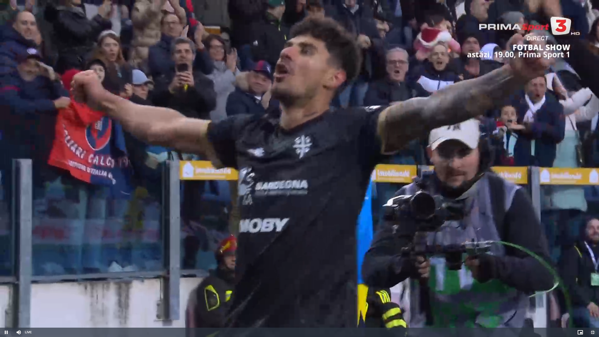Golul lui Florinel Coman în Cagliari - Parma