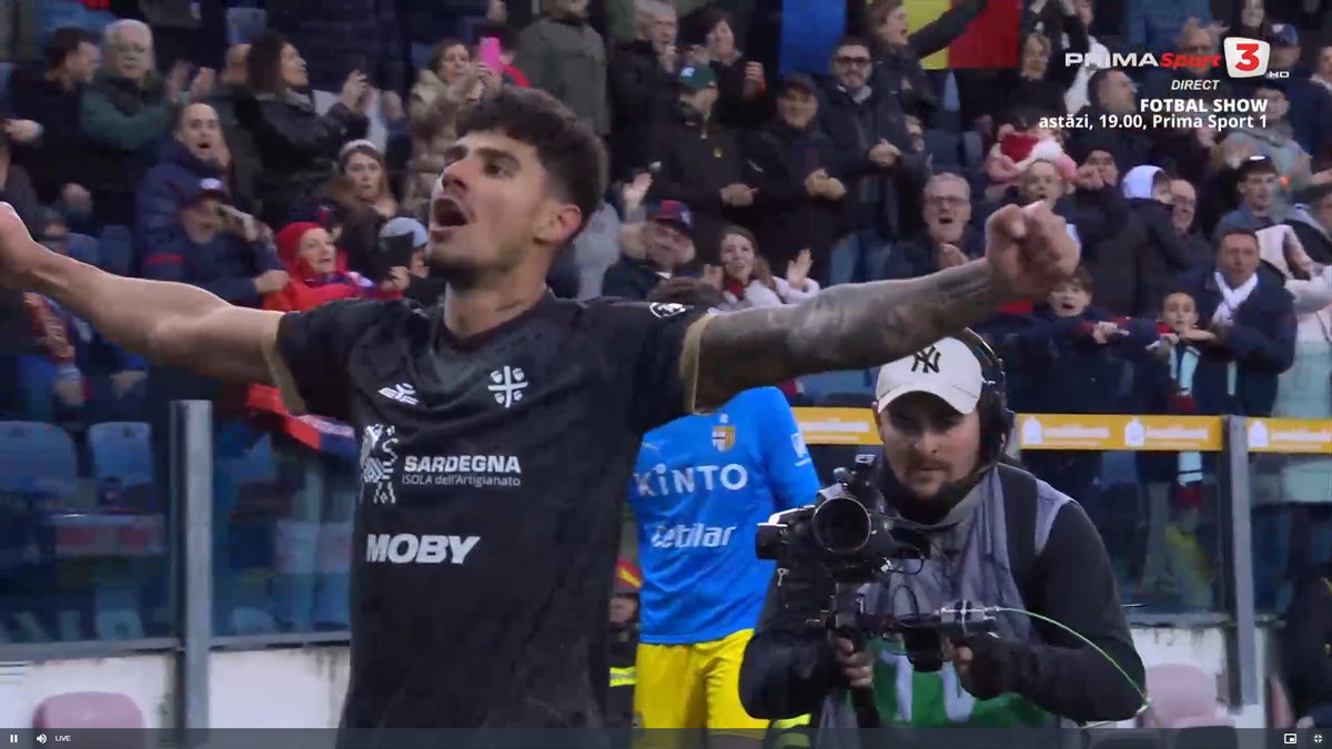 Notele primite de Florinel Coman în Italia, pentru debutul cu supergol în Cagliari - Parma: „Stadionul l-a răsfățat în restul meciului”