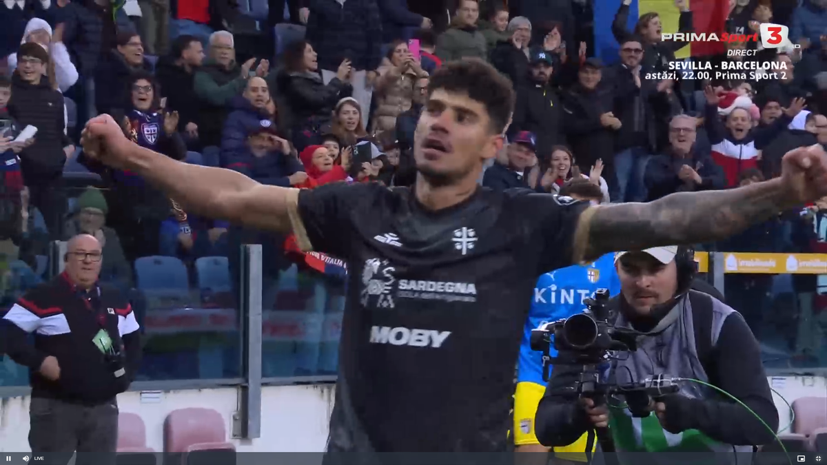 Notele primite de Florinel Coman în Italia, pentru debutul cu supergol în Cagliari - Parma: „Stadionul l-a răsfățat în restul meciului”