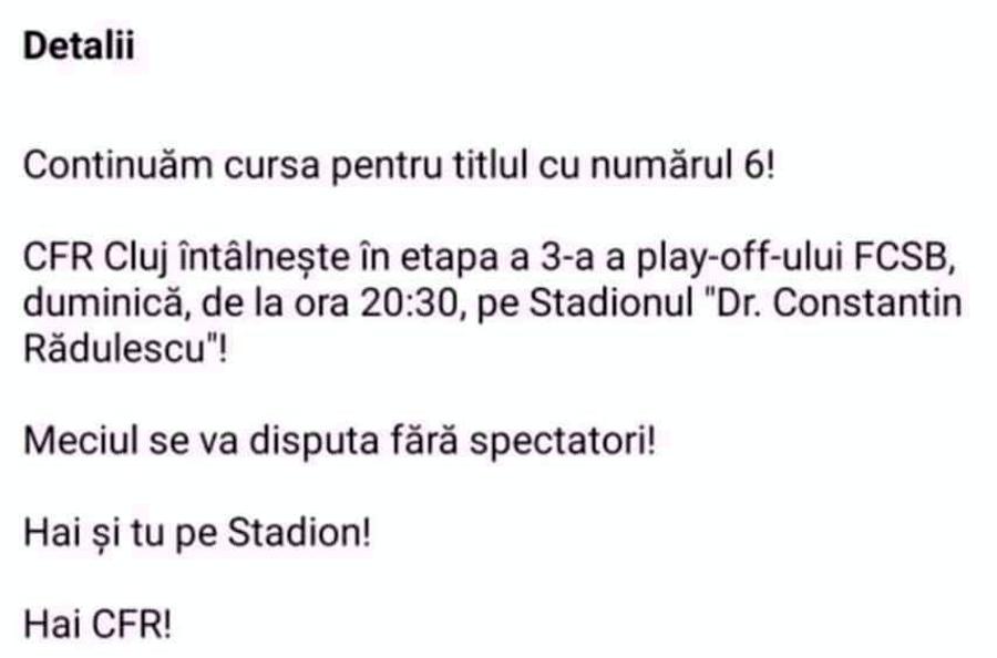 CFR Cluj a comis-o! A chemat fanii pe stadion la derby-ul cu FCSB :)