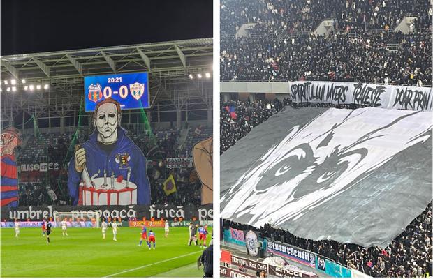 Ultrașii FCSB-ului, replică low cost pentru rivalii de la CSA Steaua » Ce scenografie au afișat în repriza secundă a derby-ului cu Rapid