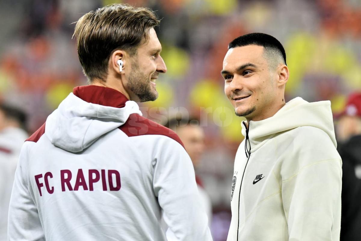 Rapid și FCSB, la încălzire: moment special cu Săpunaru și Chiricheș