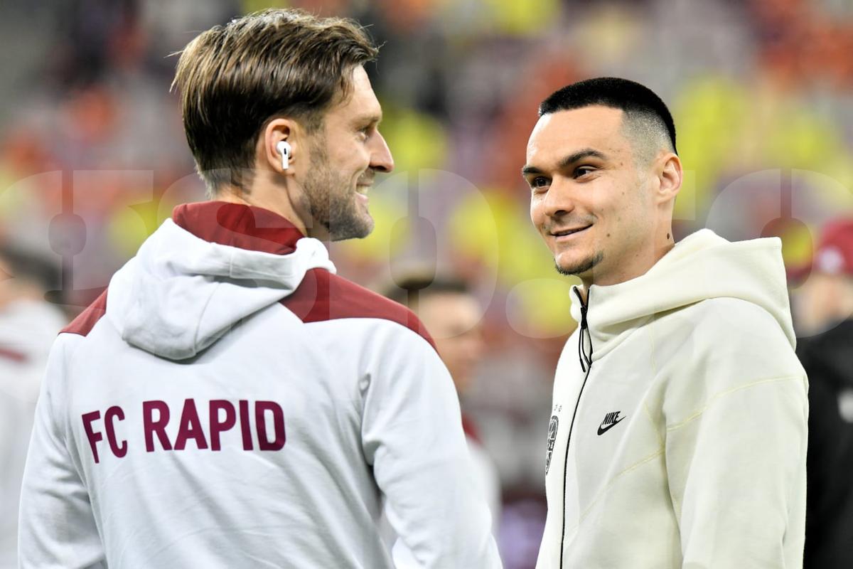 Rapid și FCSB, la încălzire: moment special cu Săpunaru și Chiricheș
