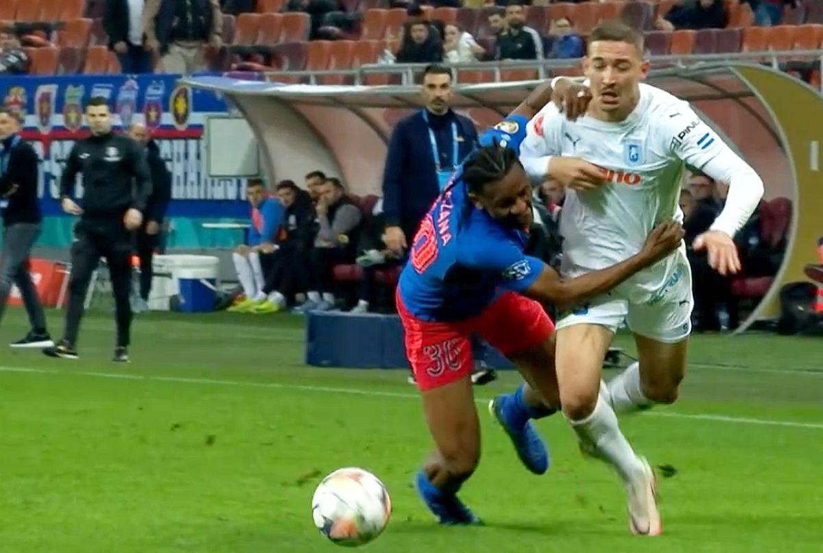 FCSB - Craiova 1-0. Ngezana ar fi trebuit eliminat încă din prima repriză, spre disperarea lui Cârțu » Reacție suburbană a olteanului