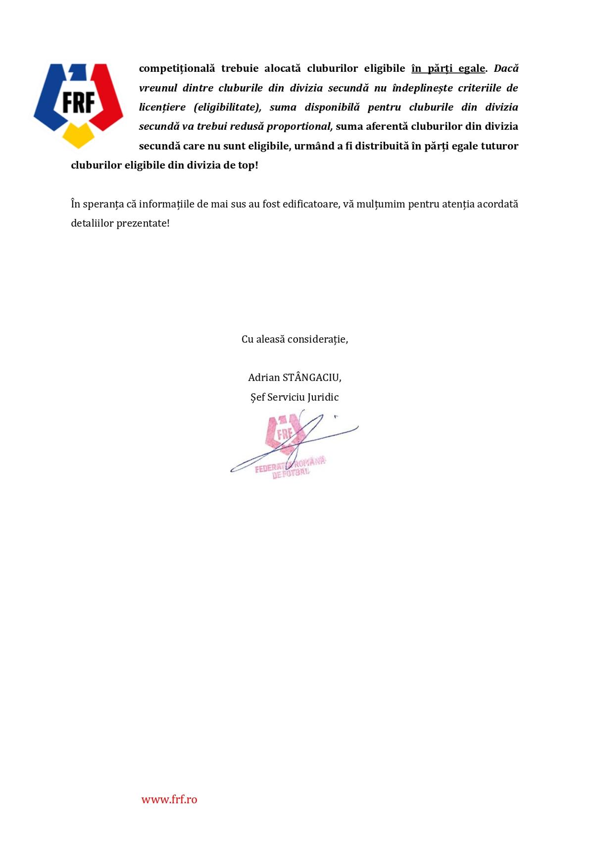 circulara FRF - fonduri solidaritate UEFA