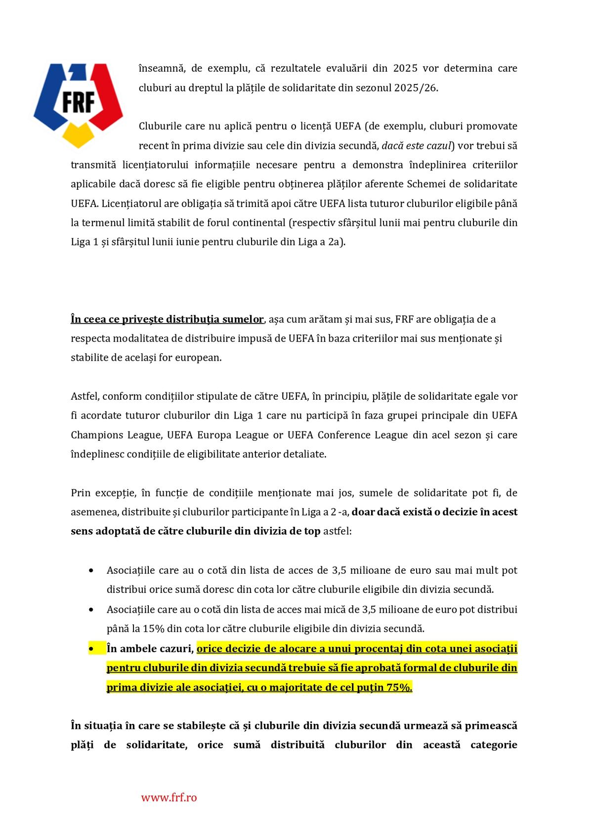 circulara FRF - fonduri solidaritate UEFA