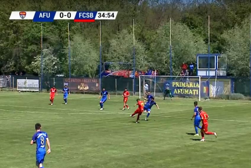 Golul reușit de Alexandru Stan cu CS Afumați / Captură TV Telekom Sport