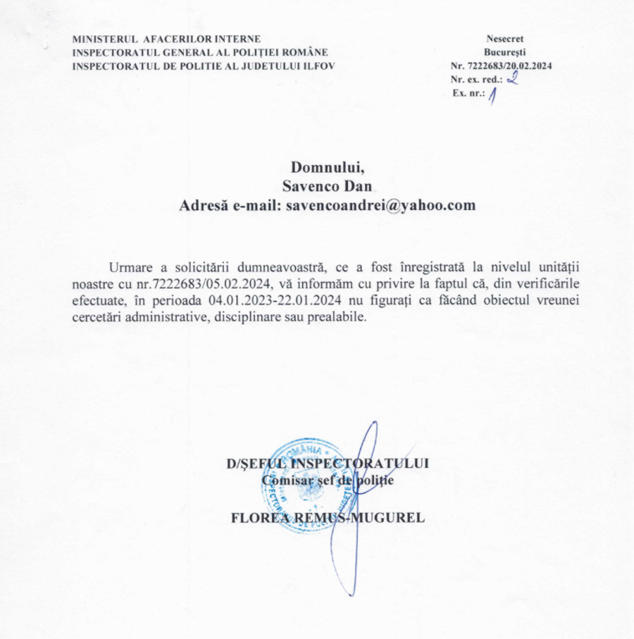 Răspunsul MAI la cererea lui Dan Savenco Fostul handbalist al lui Dinamo comentează în premieră cazul în care a fost acuzat că a mutilat un criminal: „Nu mergi la acțiuni cu flori și îi inviți la ceai”