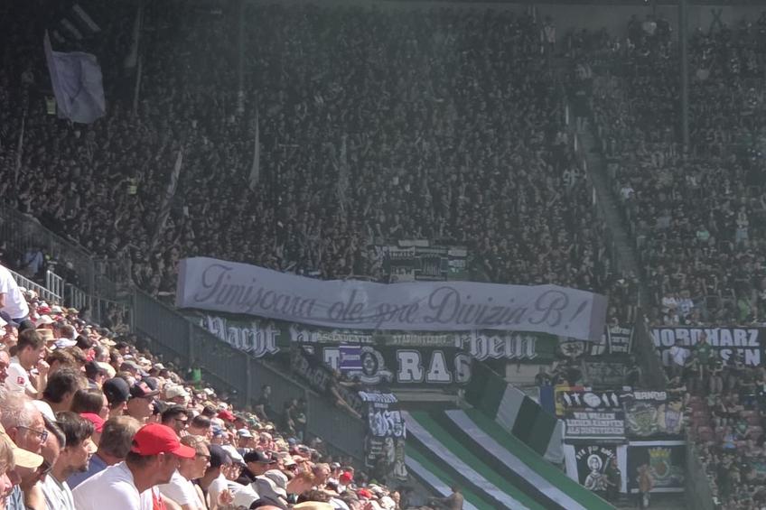 Fanii Borussiei Monchengladbach, mesaj pentru Politehnica Timișoara / foto: Facebook Asociația Suporterilor Timișoreni - Druckeria