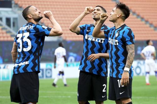 Hakimi (centru), alături de D'Ambrosio și Lautaro Martinez // foto: Guliver/gettyimages