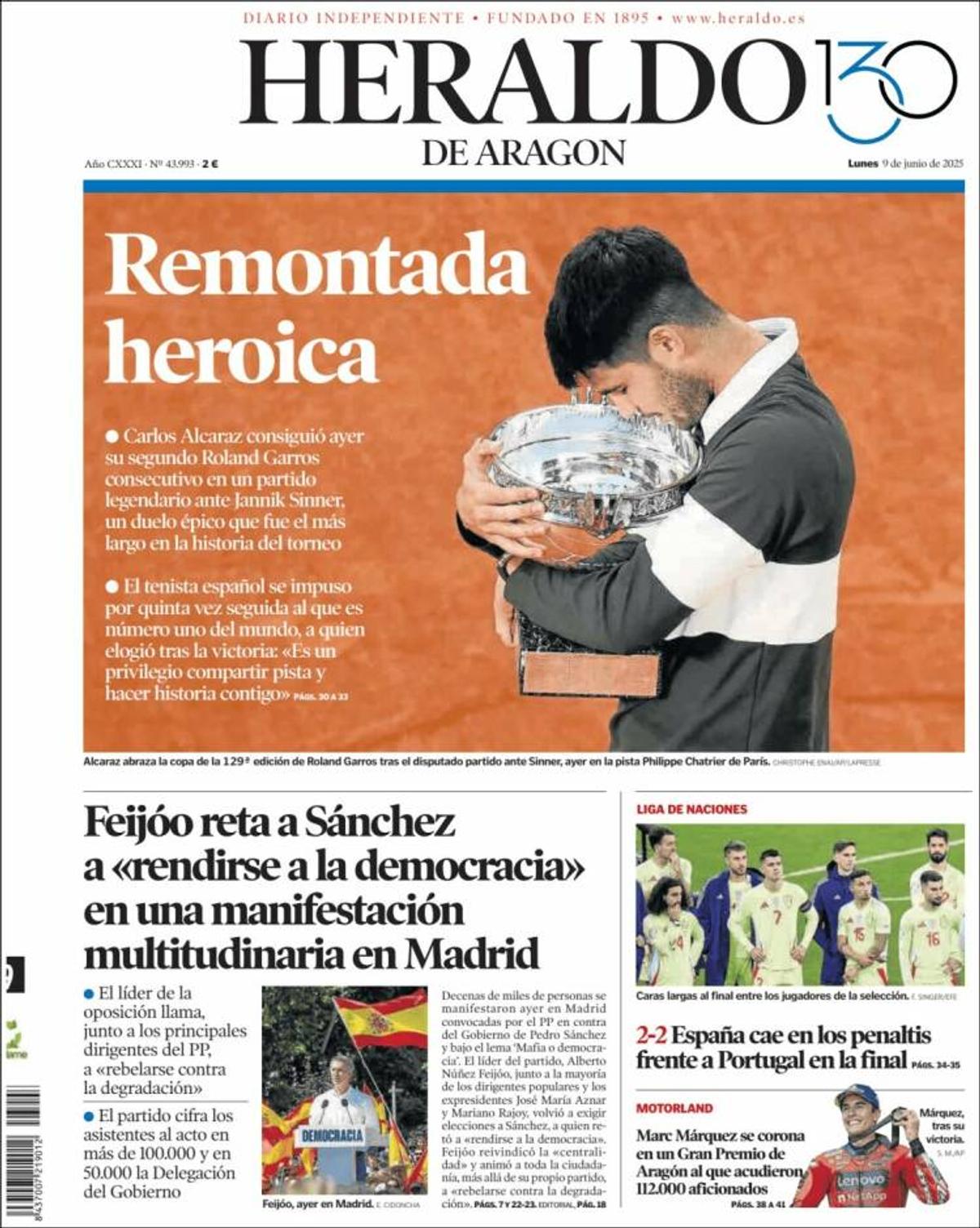Carlos Alcaraz, prezent pe prima pagină a ziarelor spaniole din toate comunitățile, după triumful istoric de la Roland Garros