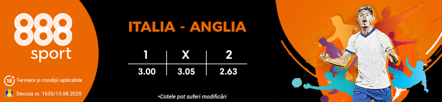 Anglia, favorită la pariuri în finala EURO 2020