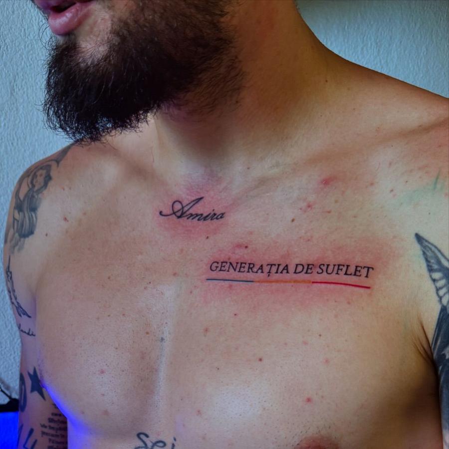 Tatuajul lui Vasile Mogoș, foto: Instagram Tricolorul și-a făcut tatuaj cu „Generația de Suflet” după ce a jucat aproape o repriză la Euro 2024