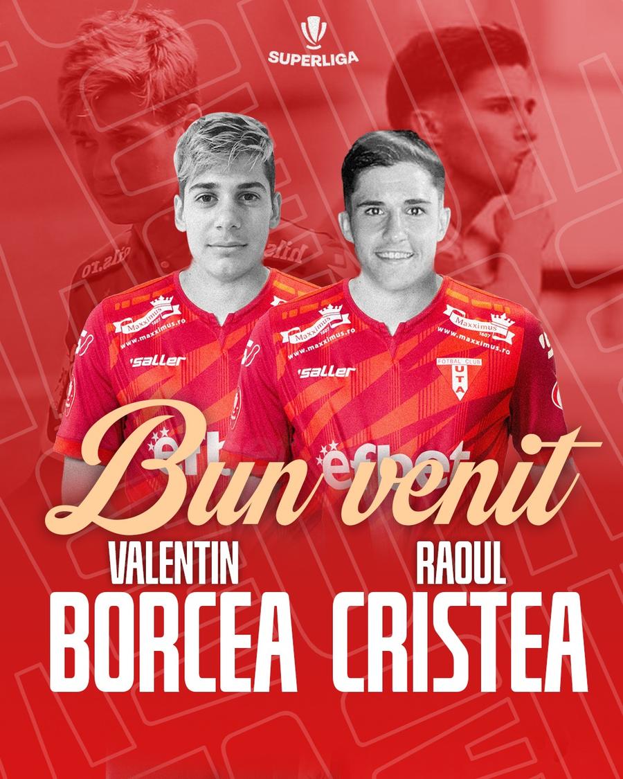 UTA a anunțat transferurile lui Valentin Borcea și Raoul Cristea După Costache, UTA a mai anunțat azi două transferuri » Mircea Rednic a luat încă un ex-jucător al lui Dinamo