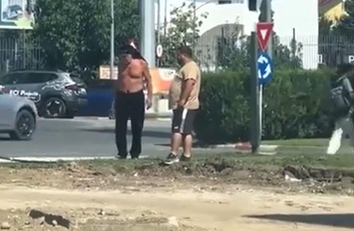 Gigi Becali, la bustul gol pe șantier