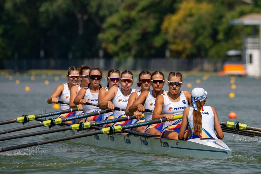 Barca feminină de 8 plus 1 rame, aur la CM juniori 2026 Foto: FR Canotaj/Balint Czucz Alte două distincții, aur și argint, pentru România în ultima zi a Campionatelor Mondiale de canotaj juniori » Primul loc în clasamentul pe medalii