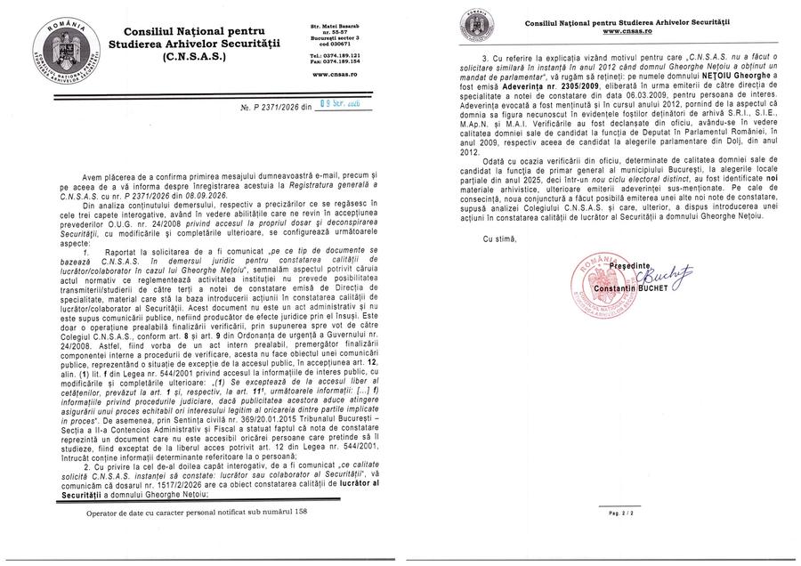 Răspunsul CNSAS la întrebările GSP pe marginea procesului cu Gigi Nețoiu Fișa de Cadre de la Securitate a lui Gigi Nețoiu: de la lăcătuș la ofițer de filaj, câți bani câștiga și ancheta după fuga Nadiei + Dezvăluire: „Nașul meu, șeful Contrainformațiilor Militare”