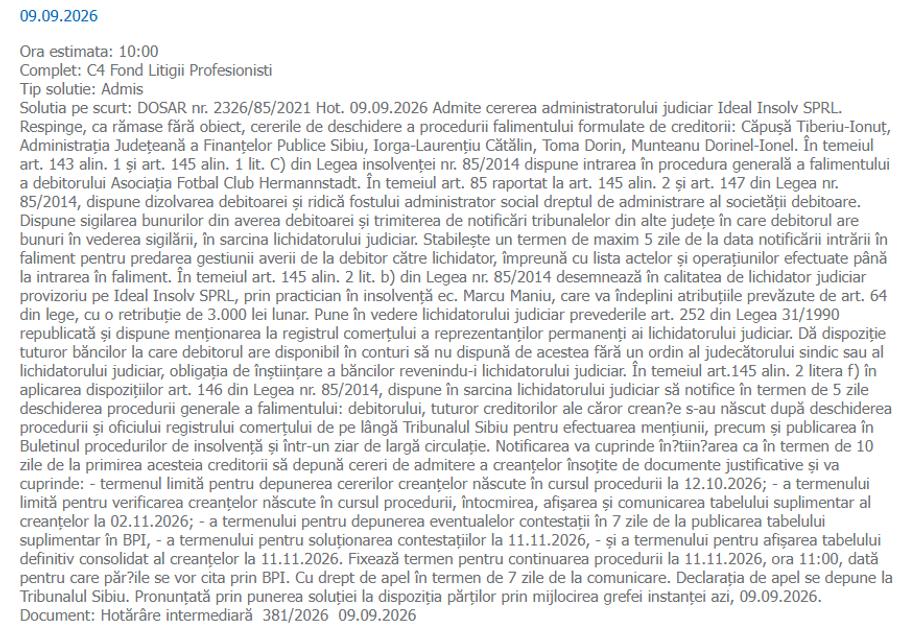 portaljust.ro Clubul care a evoluat anul trecut în Superligă a intrat în faliment!