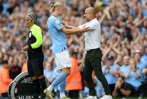 Erling Haaland și Pep Guardiola, Foto: Getty Images