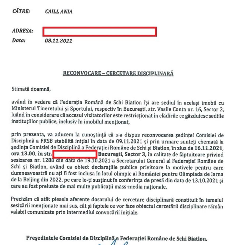 Cazul Caill - JO de iarnă: Ania a venit cu avionul pentru a fi prezentă la Comisia de Disciplină, dar termenul s-a amânat cu o seară înainte