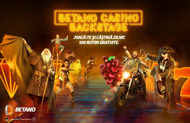 Betano te invită în Casino Backstage,  unde poți câștiga zilnic 100 Rotiri Gratuite