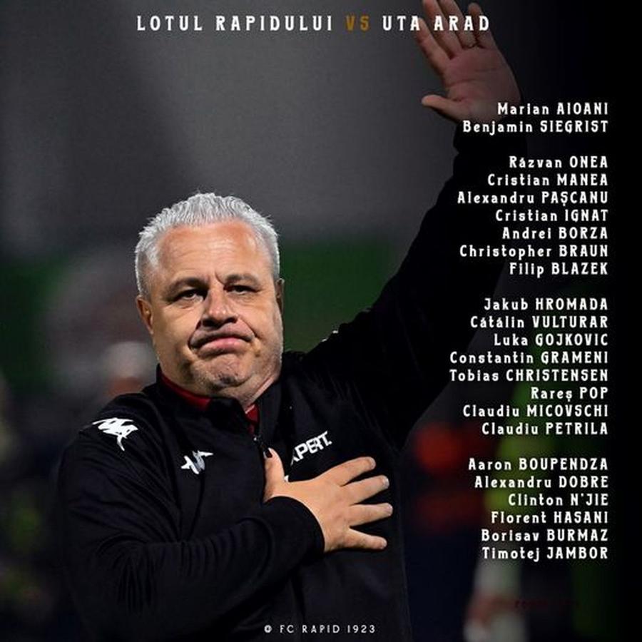 Săpunaru, out din lotul Rapidului pentru meciul cu UTA