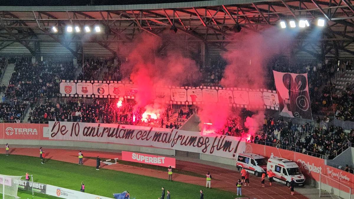 „De 10 ani rulăm cel mai frumos film!” » Scenografie aniversară la Hermannstadt - FCSB