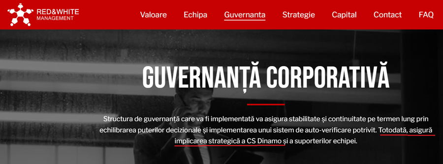 Pasajul de pe site-ul Red&White în care se face referire la implicarea strategică a CS Dinamo în activitatea societății Dinamo 1948 Dinamo, reclamată de un fost jucător la Înalta Curte » Acuzații grave de corupție pe axa APCH - CS Dinamo - MAI - Dinamo 1948