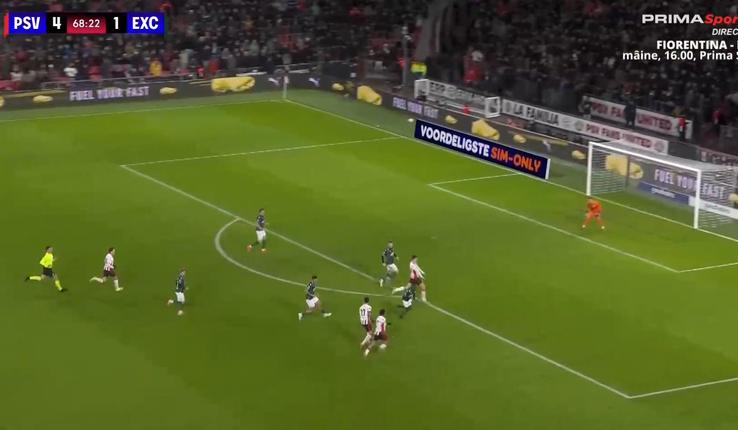 Dennis Man, gol în PSV - Excelsior // FOTO: captură Prima Sport