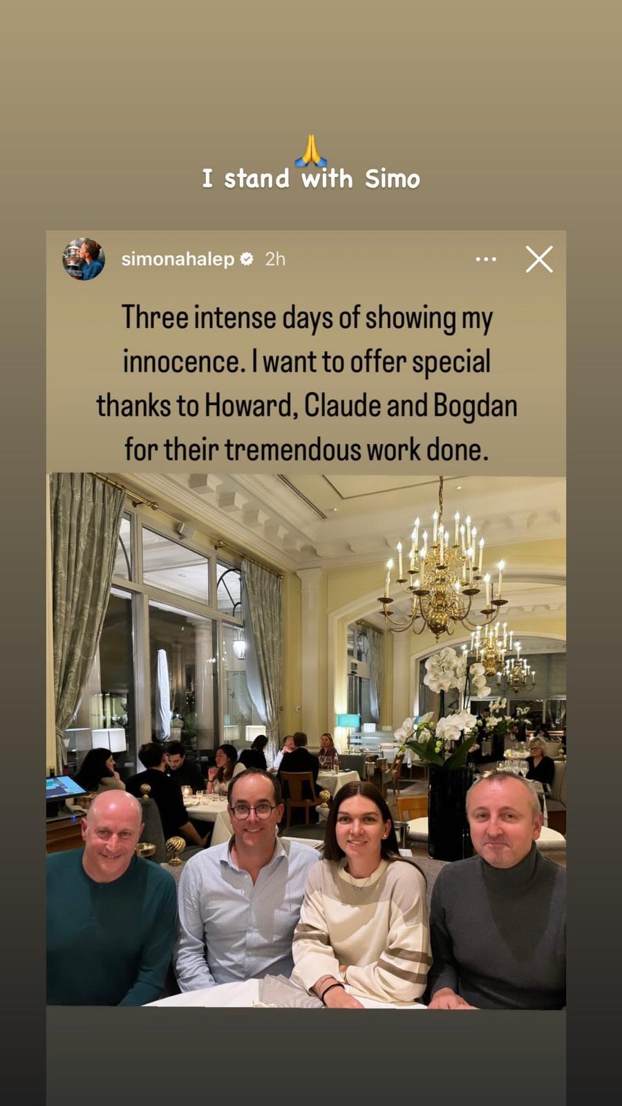 Mesajul lui Darren Cahill pentru Simona Halep, foto: Instagram Mesajul lui Darren Cahill pentru Simona Halep, la finalul audierilor de la TAS