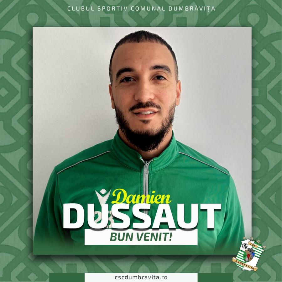 CSC Dumbrăvița l-a prezentat oficial pe Damien Dussaut / Foto: Facebook CSC Dumbrăvița Liber de contract de la finalul sezonului trecut, fostul jucător de la Dinamo și Rapid a semnat în Liga 2