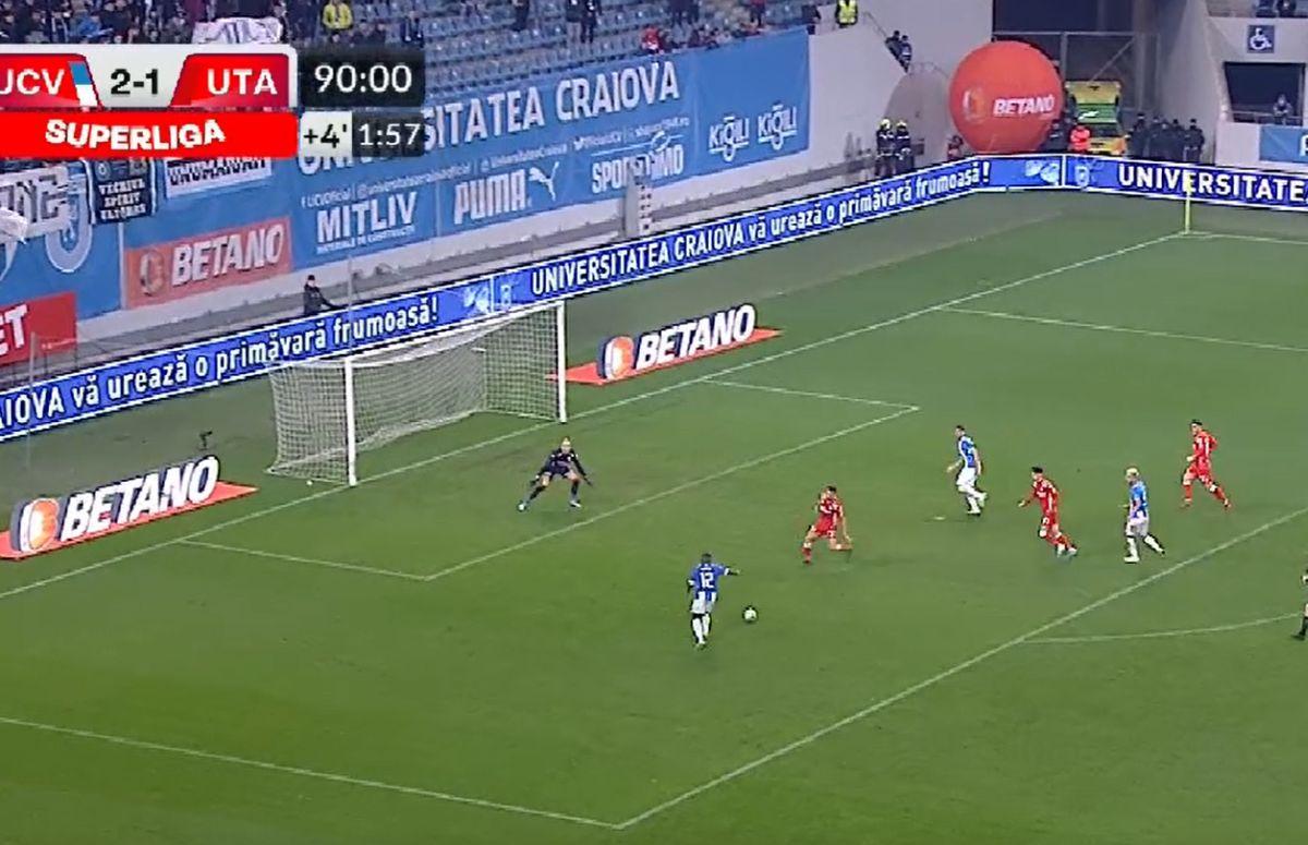 Andrei Ivan s-a făcut de râs în CSU Craiova - UTA / FOTO: Capturi TV @Digi Sport 1