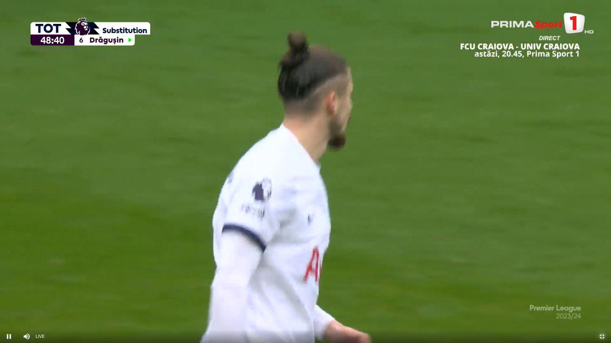 Festival de goluri după intrarea lui Radu Drăgușin » Cum s-a descurcat în Aston Villa - Tottenham