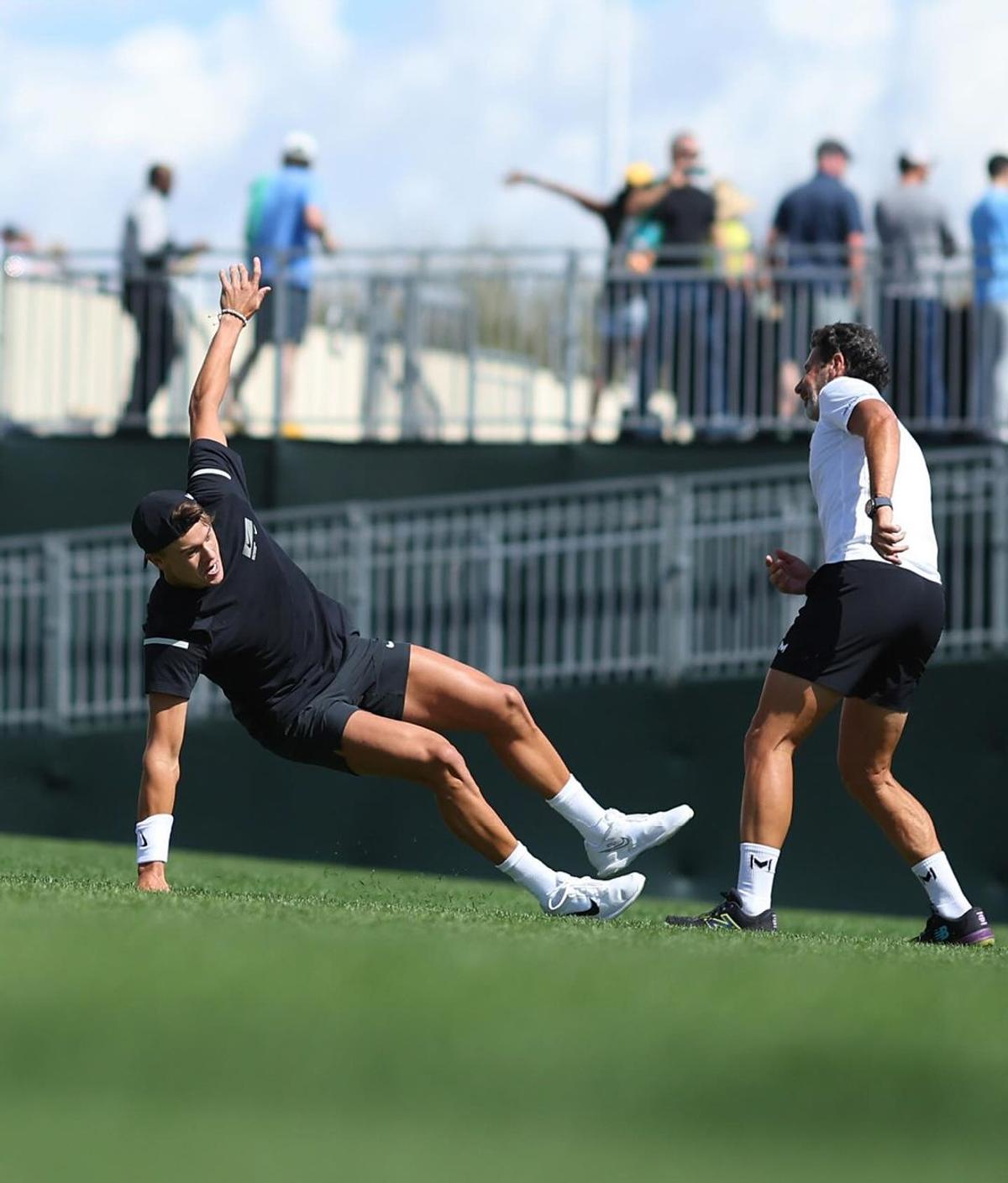 Holger Rune și Patrick Mouratoglou, antrenament fotbal