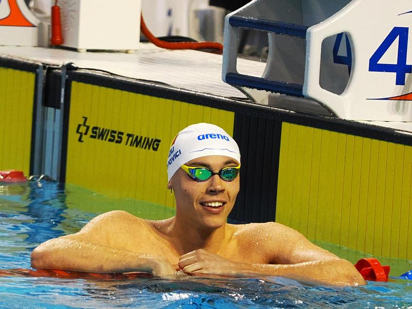 David Popovici în acțiune la Campionatele Naționale de la Otopeni în proba de 50 m liber FOTO Roxana Fleșeru
