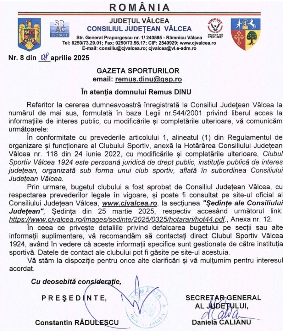 Răspunsul CJ Vâlcea la solicitarea GSP 3 milioane € din bugetul public, salarii peste Liga 1! Un club de baschet apărut de nicăieri bate U-BT, dar înfurie oamenii din oraș: „Cu banii ăștia făceai 5 creșe!” + Cum se apără autoritățile