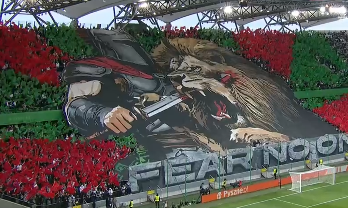 Scenografia celor de la Legia Varșovia în meciul cu Chelsea