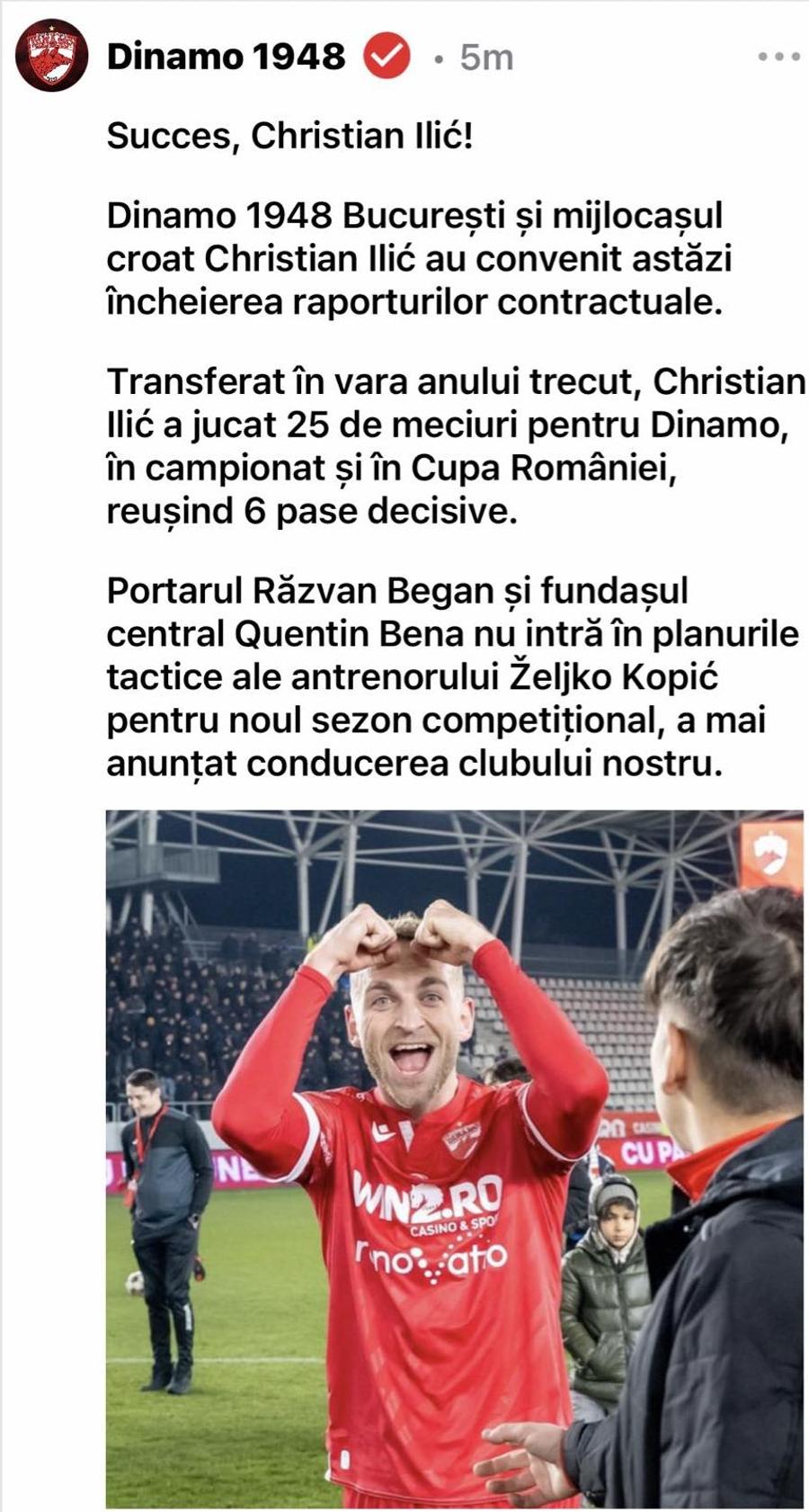 Modul neconvențional prin care Dinamo a anunțat despărțirea de 3 fotbaliști importanți: „Intră acum!”