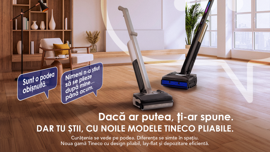 Tineco prezintă în premieră la Bucharest Tech Week noile aspiratoare cu spălare pliabile i7 Fold Premium și S7 Fold Elite