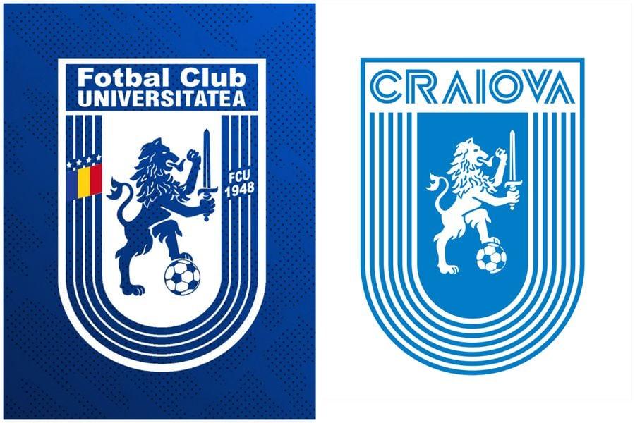 În stânga, sigla lui FCU Craiova. În dreapta, sigla CS Universitatății Craiova Sigla FCU Craiova, răsturnată la recurs » Adrian Mititelu exultă, după decizia de azi de la Curtea de Apel: „Începutul dreptății” » Ce înseamnă hotărârea în războiul cu Rotaru