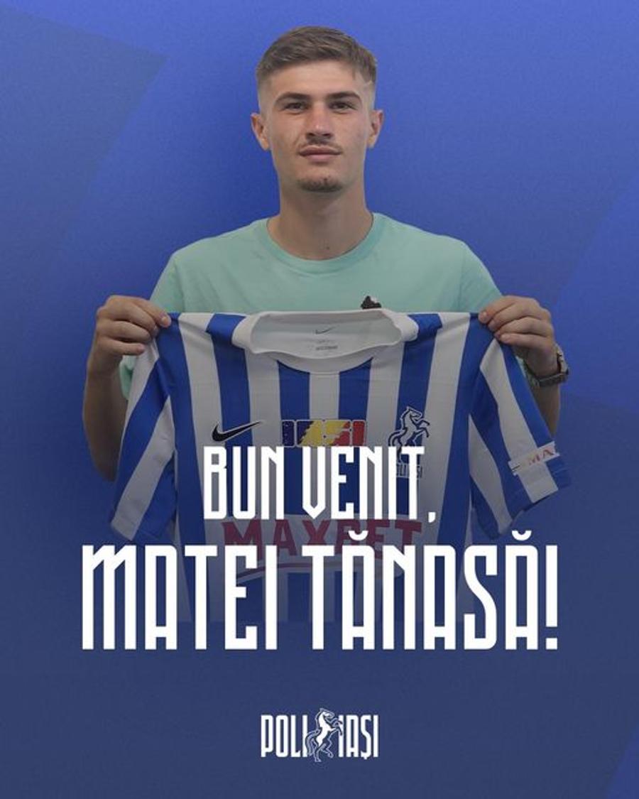 Matei Tănasă a fost prezentat oficial la Poli Iași. Sursă foto: Facebook Poli Iași a oficializat astăzi 3 noi mutări în mercato