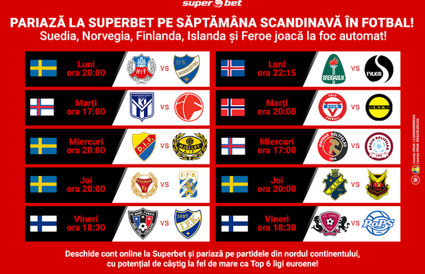 În Țările Nordice, vara e ca iarna! Scandinavii joacă fotbal pe răcoare, dar ne trimit rezultate fierbinți! Ție ce fotbal din zonă îți place să pariezi?