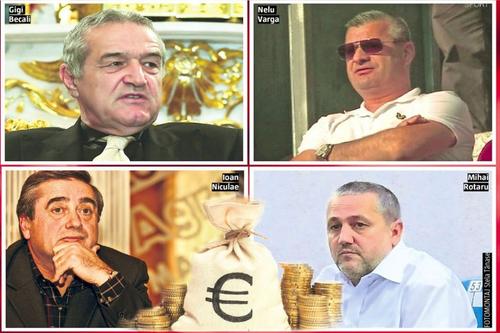 Patronii-creditori Becali, Varga, Rotaru și Niculae au de luat 50 de milioane de euro FOTOMONTAJ Stela Tănase