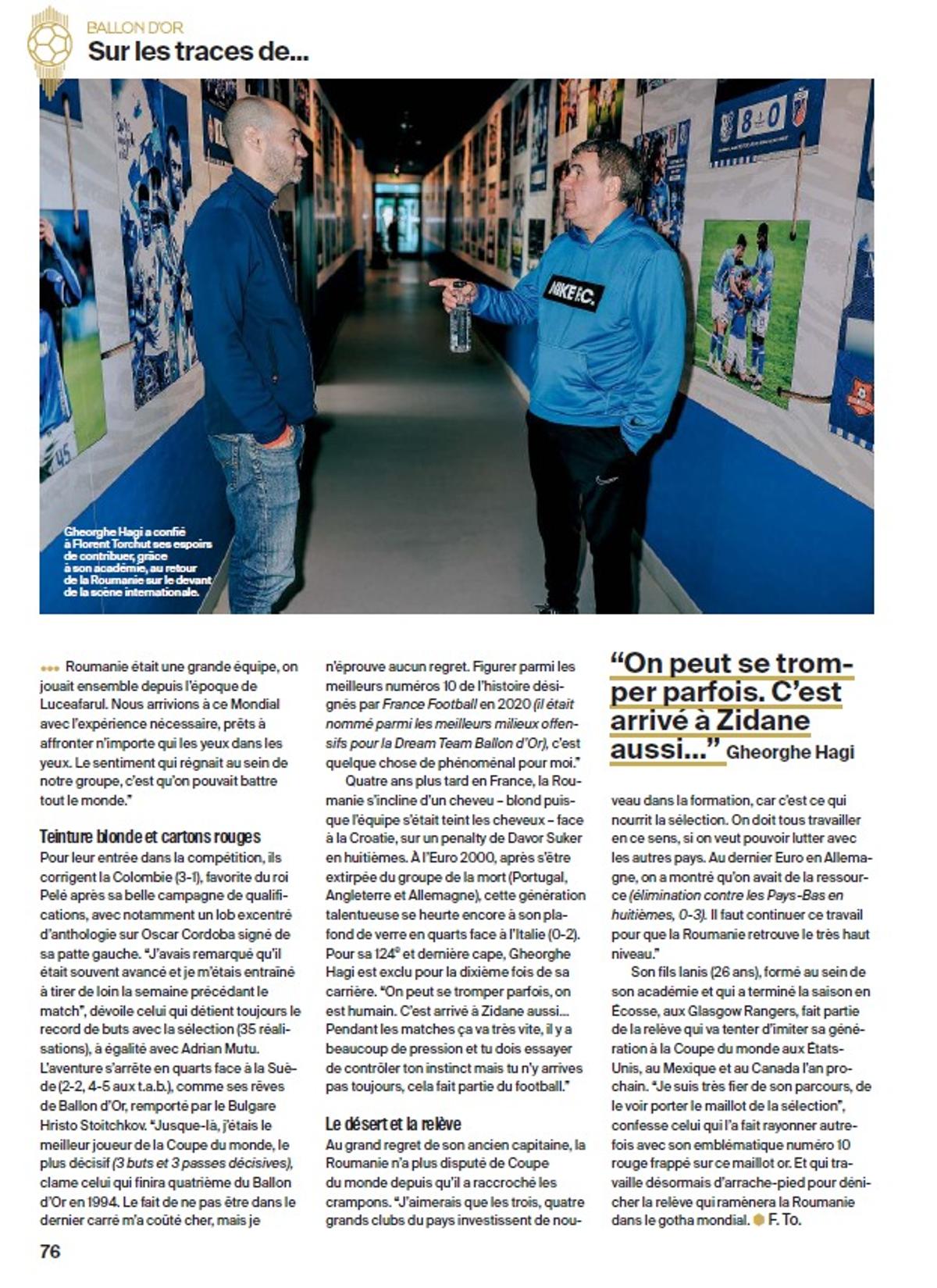 Gică Hagi, reportaj de șapte pagini în revista France Football