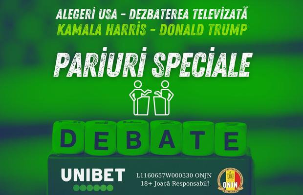 La Unibet poți paria pe dezbaterea televizată Donald Trump vs. Kamala Harris