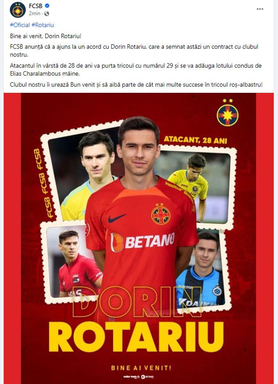 Dorin Rotariu a semnat cu FCSB! A fost prezentat oficial