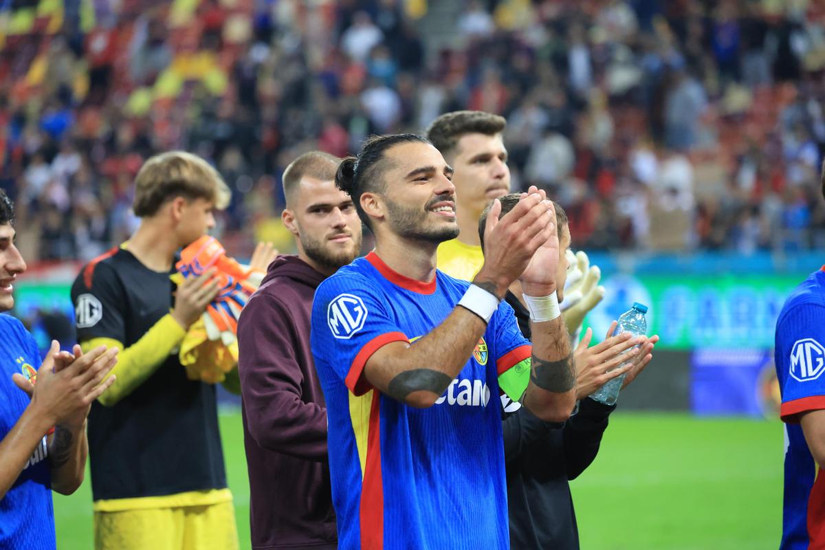 Imagini la finalul meciului FCSB - Oțelul, cu Gigi Becali și MM Stoica în prim-plan