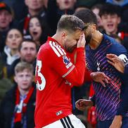 Bentancur, eliminat după un conflict cu Shaw, în United - Tottenham/ foto Imago Images