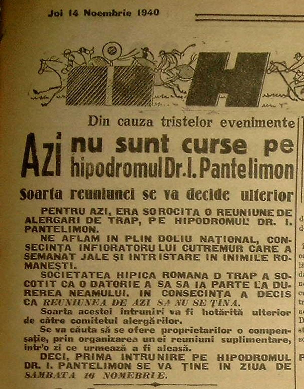 Cutremurul din 10 noiembrie 1940 - ce scria Gazeta Sporturilor după seism