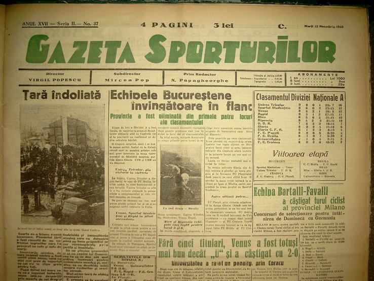 Ce scria Gazeta Sporturilor după seismul din 10 noiembrie 1940 / Sursă foto: Arhivă